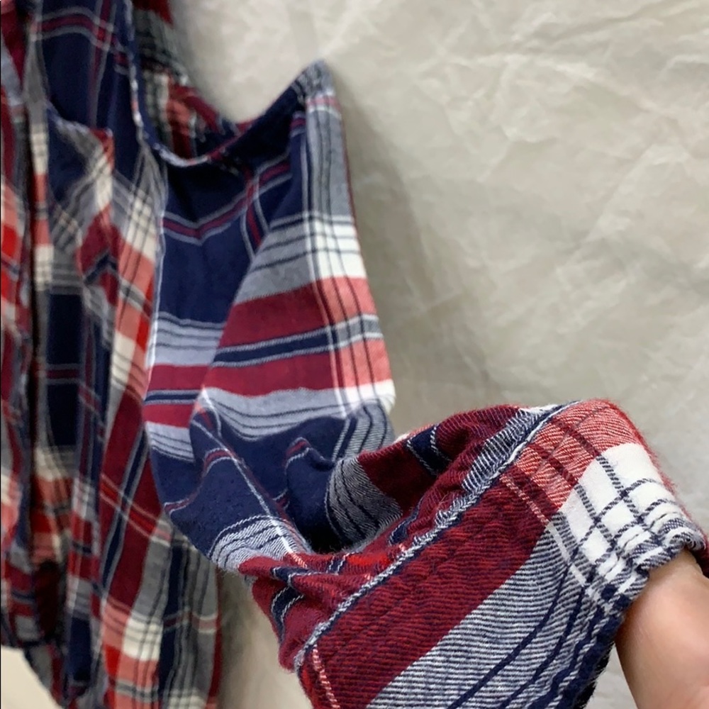 Abound Plaid Cold Shoulder Flannel - Picture 3 of 6